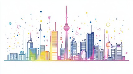 Aufkleber - Colorful Beijing skyline, festive celebration, city growth, technology, website banner