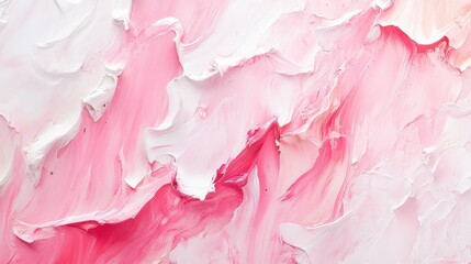 Poster - Art Oil, Acrylic smear brushstroke blot painting. Abstract texture pink, beige, white pastel color stain background.
