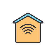 Poster - Wireless house colored icons, minimalist vector illustration ,simple transparent graphic element .Isolated on white background