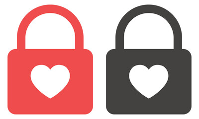 Wall Mural - Heart padlock icon isolated on white background.