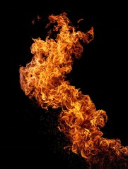 Poster - Dynamic dance of vibrant orange flames against a stark black canvas creating a captivating visual symphony of heat and light energy