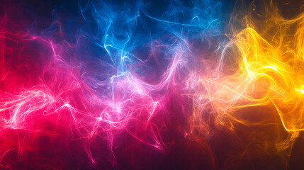 Poster - Abstract energy field background with swirling pink blue and yellow light streaks perfect for presentations and modern design projects