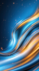Fototapete - Colorful abstract wave patterns in blue and gold tones