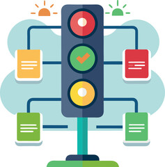 Poster - Vector illustration of a modern mobile phone displaying app icons, a design concept for web and mobile technology