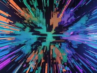 Aufkleber - Abstract Digital Burst with Pixelated Shapes