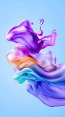 Poster - Colorful silk-like waves flowing in soft hues against a light backdrop