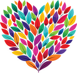 Aufkleber - Abstract colorful vector design shows a seamless pattern with decorative bird feathers and heart shapes, a vibrant art element