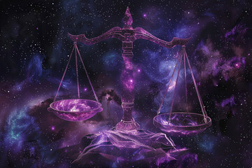 Wall Mural - abstract composition with concept of libra zodiac sign symbol