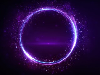 Poster - Luminous circle with sparkling particles against a dark backdrop creating a magical and ethereal atmosphere perfect for digital art and abstract design projects