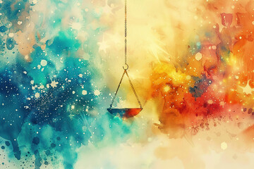 Wall Mural - abstract composition with concept of libra zodiac sign symbol