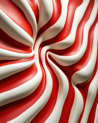 Poster - Abstract peppermint swirl with red and white stripes creating a mesmerizing optical illusion with dynamic curves and a vibrant festive mood perfect for holiday themes