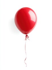 Poster - Festive red balloon floating gracefully against a clean white backdrop casting a subtle shadow creating a celebratory atmosphere perfect for party and event themes
