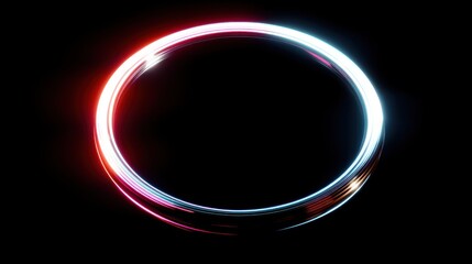 Poster - A vibrant circular neon light with colorful glow effects against a black background, perfect for creative projects.