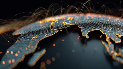 Poster - Abstract digital globe with glowing lights representing connectivity and data flow in the modern world.