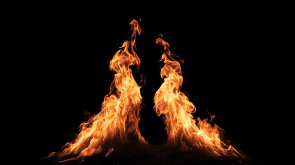 Poster - Dynamic flames create a captivating display of fire against a black background, showcasing natural energy and beauty.