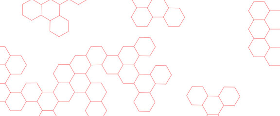 Fototapete - Vector hexagons pattern. abstract geometric red texture background red hexagon 3D background texture. 3d rendering illustration.