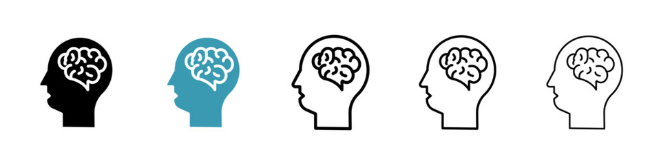 Poster - Human head with the brain vector icon logo or illustration