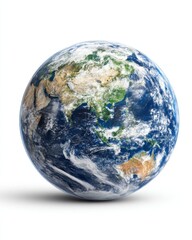 Poster - Earth globe showcasing Asia and Australia continents against a clean white background offering a global perspective with a sense of environmental awareness and connectivity