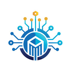Poster - Impactful logo design representing innovation and technology with a modern aesthetic featuring interconnected elements and symbolic representation of progress