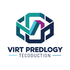 Poster - Modern logo design showcasing a virtual production technology concept with geometric shapes and vibrant colors emphasizing innovation and creativity