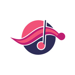 Poster - Rhythmic minimalist logo design featuring a stylized music note and sound wave in a vibrant color palette for a modern music label