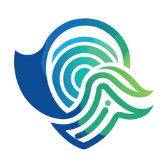 Poster - Elegant logo design showcasing biometric authentication elements with a blend of wave patterns and colors to represent security and reliability in technology