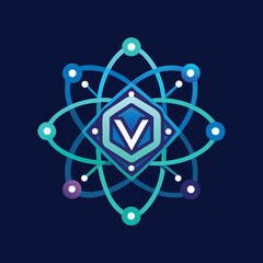 Fototapete - Modern vector logo representing a quantum computing innovator with intricate design elements reflecting advanced technology and innovation
