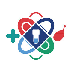 Poster - Trustworthy minimalist logo representing a pharmacy with a modern design showcasing elements of medicine and health care
