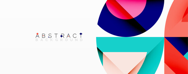 Fototapete - Modern abstract design. Overlapping shapes create vibrant color scheme. Minimalist composition, clean lines, geometric patterns present.
