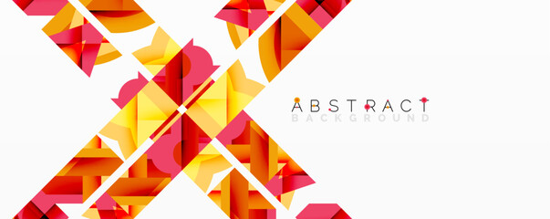 Aufkleber - Bright geometric shapes overlap, creating dynamic abstract composition. Warm colors dominate design, offering modern feel.