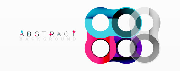 Poster - Colorful overlapping circles create modern abstract design. Gradient shades offer visual interest, simple composition.