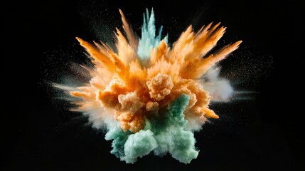 Aufkleber - Dynamic explosion of colorful particles on dark backdrop, abstract motion energy