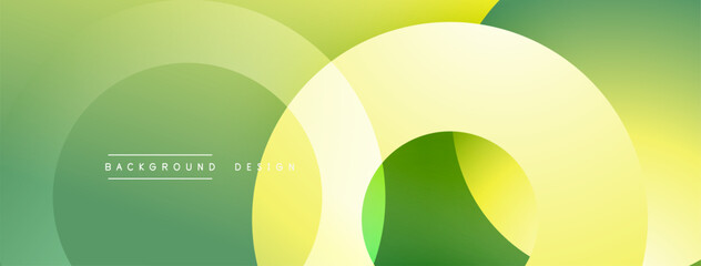 Aufkleber - Abstract composition. Overlapping circles create soft gradients, yellow, green hues dominate design. Minimalist aesthetic, modern feel.