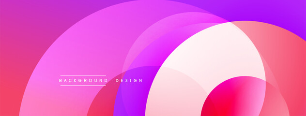 Fototapete - Abstract circles overlap, creating vibrant gradients. Pink, purple hues dominate design. Modern, minimalist aesthetic.