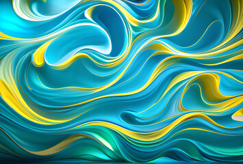 Poster - bstract soft blue wave background. blue background with blue lines curved wavy sparkle with copy space for text. Three-dimensional wave,in good quality,generative ai