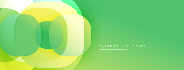Fototapete - Abstract green yellow layers overlap. Modern design creates vibrant visual effect. Simple background suitable for presentations.