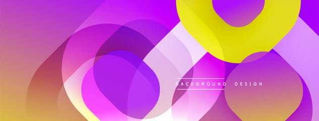 Fototapete - Abstract vibrant circles overlap. Gradient purple, yellow hues create modern background design. Smooth transitions, dynamic composition.