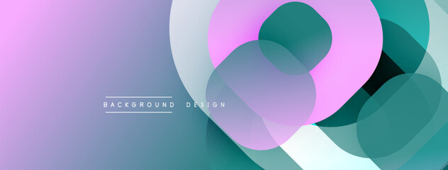 Fototapete - Abstract background features overlapping circles. Soft purple, teal hues create modern visual effect. Minimalist design suitable for digital projects.