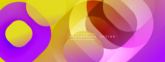 Fototapete - Abstract colorful circles overlap creating vibrant modern background. Smooth gradients offer dynamic visual experience.