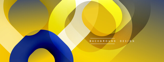 Leinwandbilder - Abstract design features overlapping circles, gradients. Yellows, blues create modern visual impact. Minimalist aesthetic.