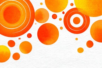 Aufkleber - Orange Circle Abstract Art - Vibrant watercolor painting of overlapping orange circles in varying sizes, creating a dynamic and energetic composition. Perfect for modern designs