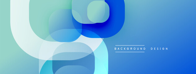 Leinwandbilder - Abstract blue shapes overlap, creating dynamic gradient effect. Modern design suitable for backgrounds, presentations.