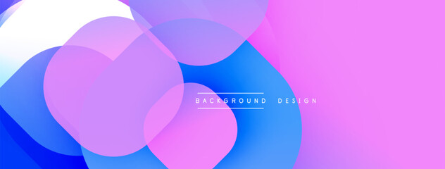 Leinwandbilder - Abstract shapes overlap, creating vibrant blue, pink gradients. Modern design feels clean, smooth, visually appealing. Background suggests digital art.