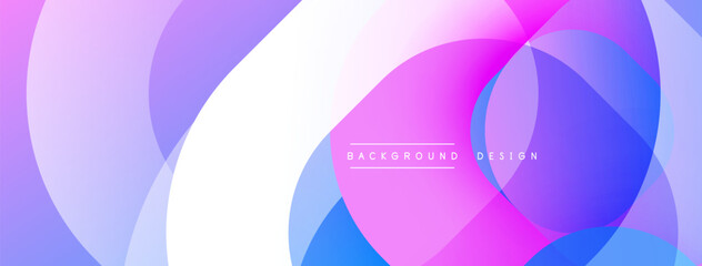 Fototapete - Abstract background features overlapping circles. Colors blend from purple, pink, blue, white. Modern design element for digital projects.