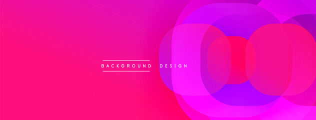 Leinwandbilder - Vibrant pink purple gradient. Overlapping circles create modern abstract design. Minimalist aesthetic, suitable for digital backgrounds.