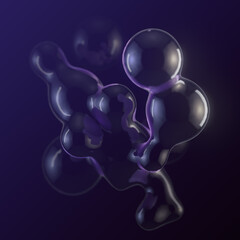 Aufkleber - Digital illustration of abstract spherical shapes that resemble weightless bubbles. Their smooth surfaces reflect light, creating soft reflections. 3d rendering