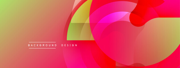 Poster - Abstract vibrant design features overlapping colorful shapes. Gradient hues blend smoothly creating dynamic visual effect. Modern aesthetic.