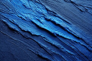 Poster - Abstract Blue Texture Closeup - Deep blue abstract art, symbolizing depth, mystery, power, serenity, and the unknown. Rough, textured paint strokes create a dramatic visual