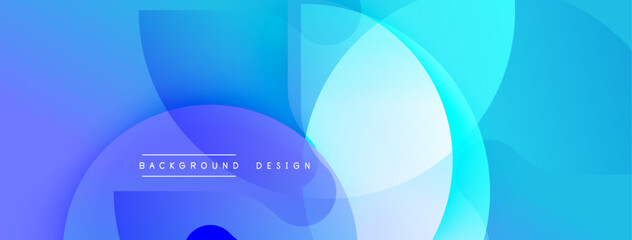 Fototapete - Abstract blue layers create modern background. Smooth gradients, overlapping shapes offer visual appeal. Minimalist design, clean aesthetic.
