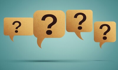 Aufkleber - A collection of question marks on speech bubbles